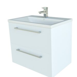 Scandic badrumsmöbler i högblank vit med 2 lådor från SPA Kompaniet.