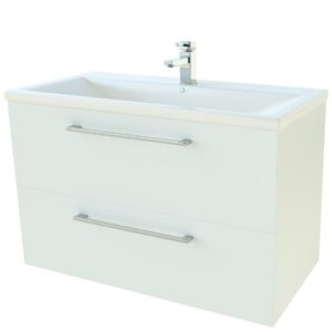 Scandic badrumsmöbler i högblank vit med 2 lådor från SPA Kompaniet.