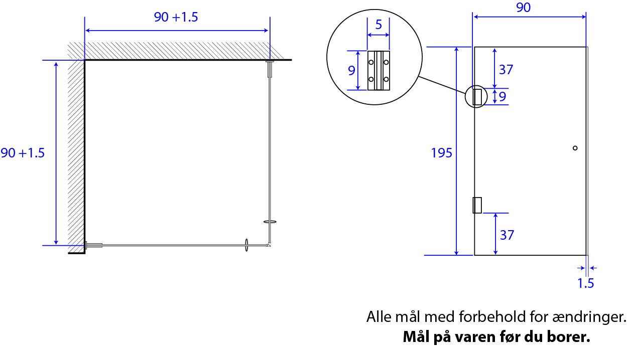 Premium lige brusehjørne 90x90x195 frost - Billede 4