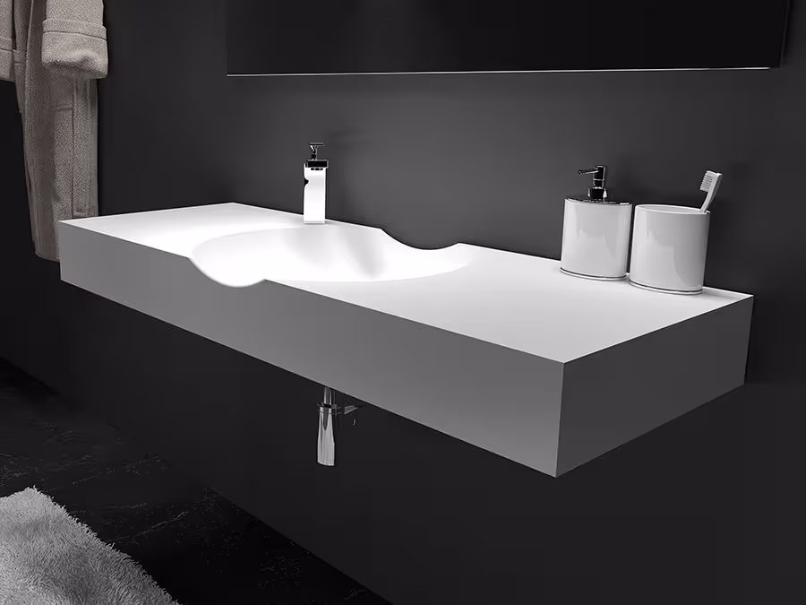 5515 Mando RockSolid stenhåndvask i badeværelse. | SPA Kompaniet