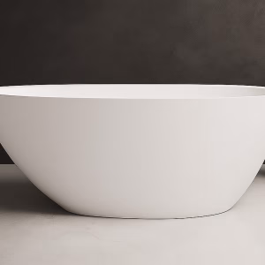 Rimini Uno RockSolid stenbadekar 150 cm i badeværelsesmiljø. Fra SPA Kompaniet.