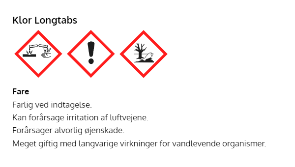 Klor Longtabs-faremaerkning