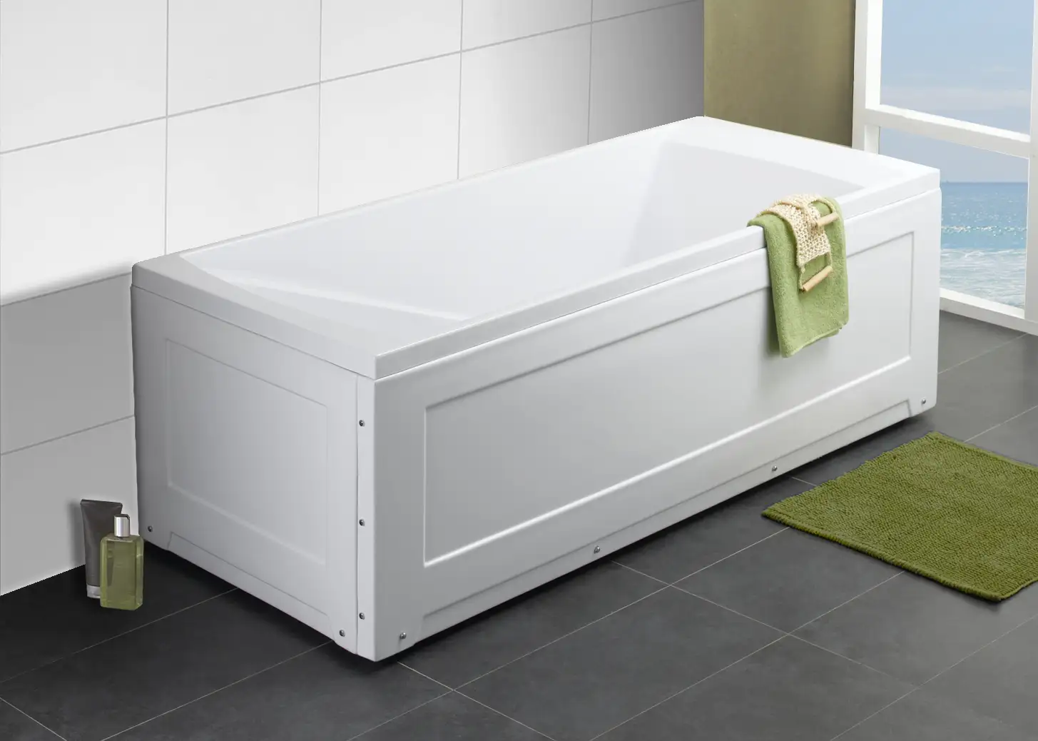 Badkar Newline 160 i badrumsmiljö från SPA Kompaniet.