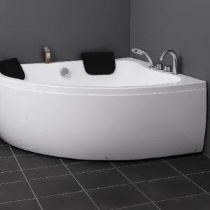 Badekar Freedom med indbygget armatur i badeværelsesmiljø fra SPA Kompaniet.