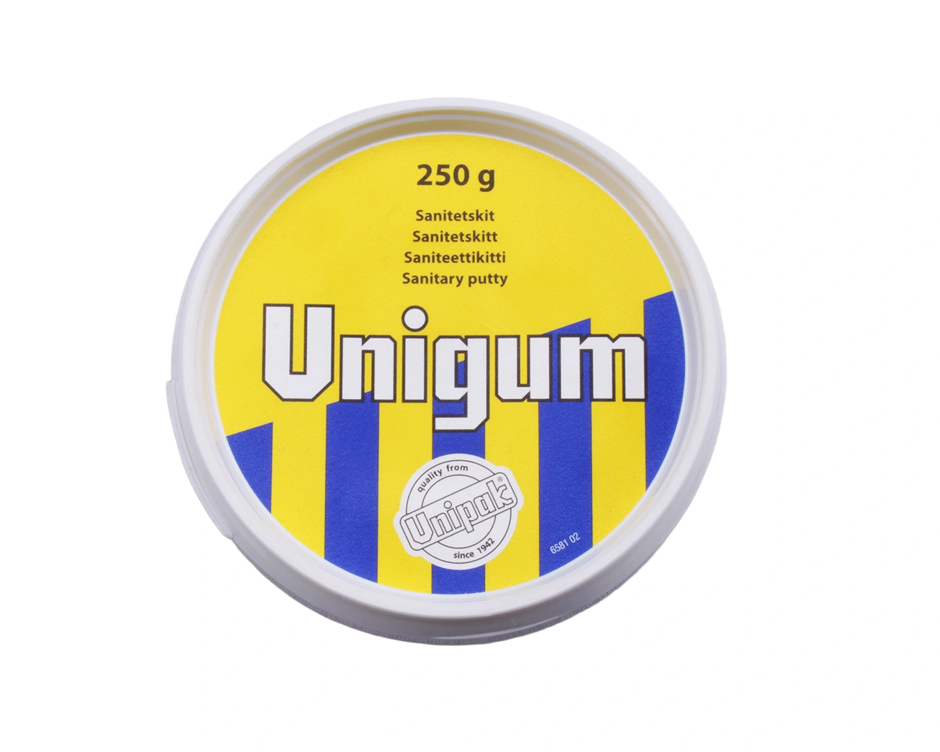 250 gram Unigum sanitetskit til tætning af afløb. Fra SPA Kompaniet.