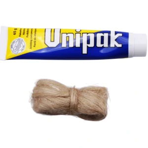 Unipack paksalve med pakgarn til montering af armaturer. Fra SPA Kompaniet.
