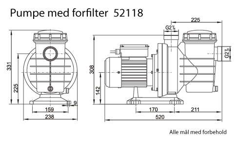 Pumpe med forfilter 0,75 kW/1 HP - Billede 3